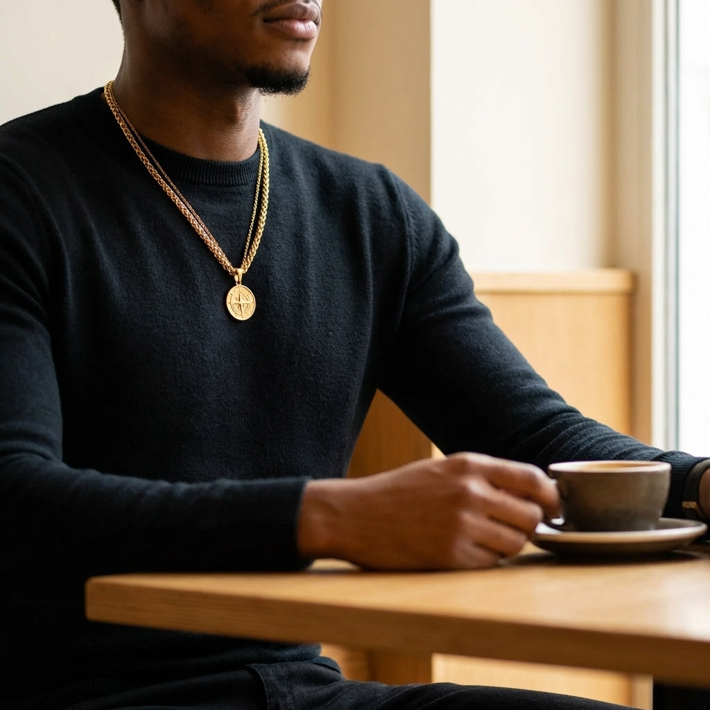 STAVR Cafe — Compass × Wheat Set — 18K Gold