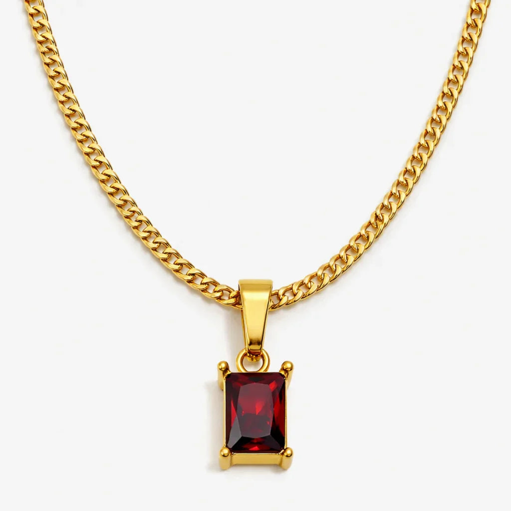 Red Onyx Men's Necklace — 18K Gold