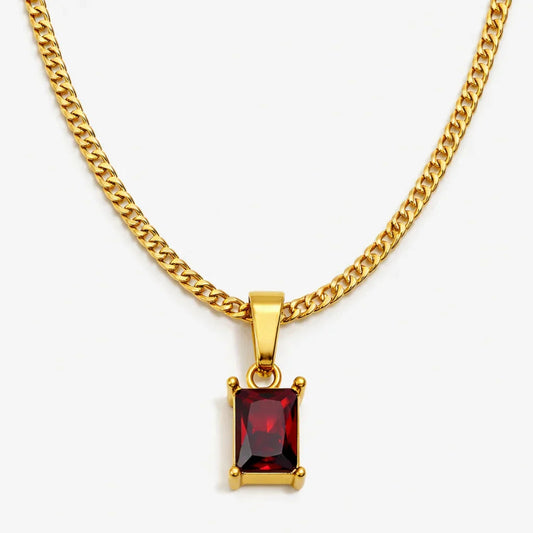Red Onyx Men's Necklace — 18K Gold
