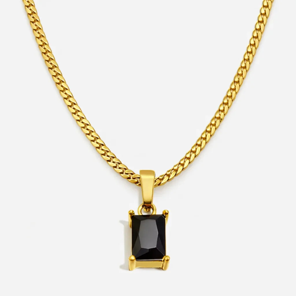 Black Onyx Men's Necklace — 18K Gold