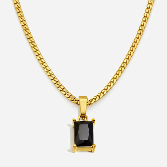 Black Onyx Men's Necklace — 18K Gold