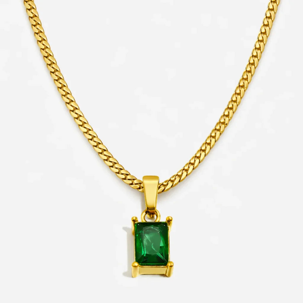 Green Onyx Men's Necklace — 18K Gold