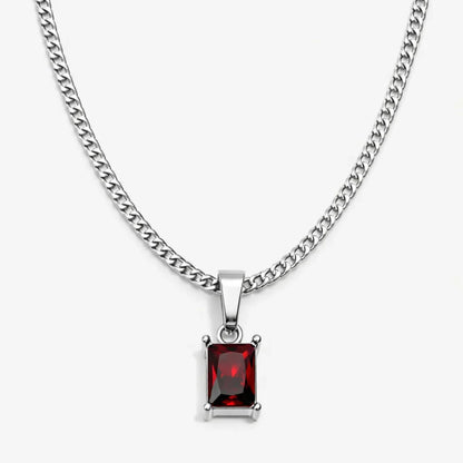 Red Onyx Men's Necklace — Silver