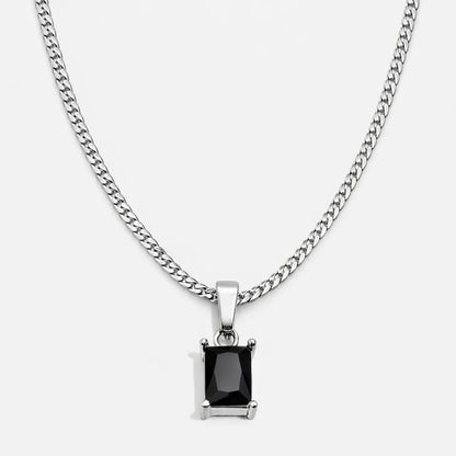 Black Onyx Men's Necklace — Silver