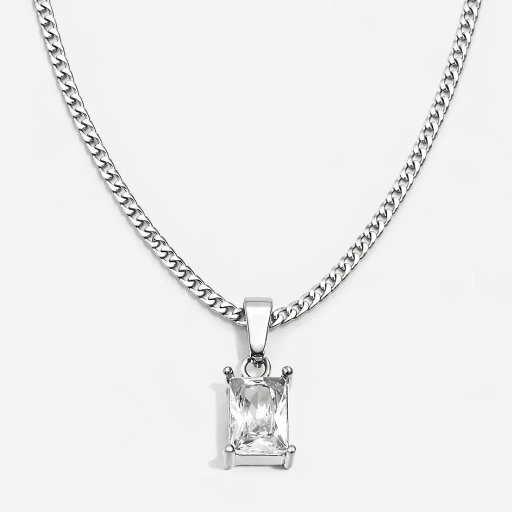 Silver Onyx Men's Necklace — Silver