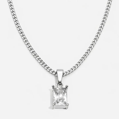 Silver Onyx Men's Necklace — Silver