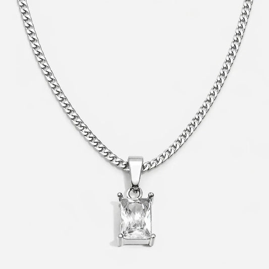 Silver Onyx Men's Necklace — Silver