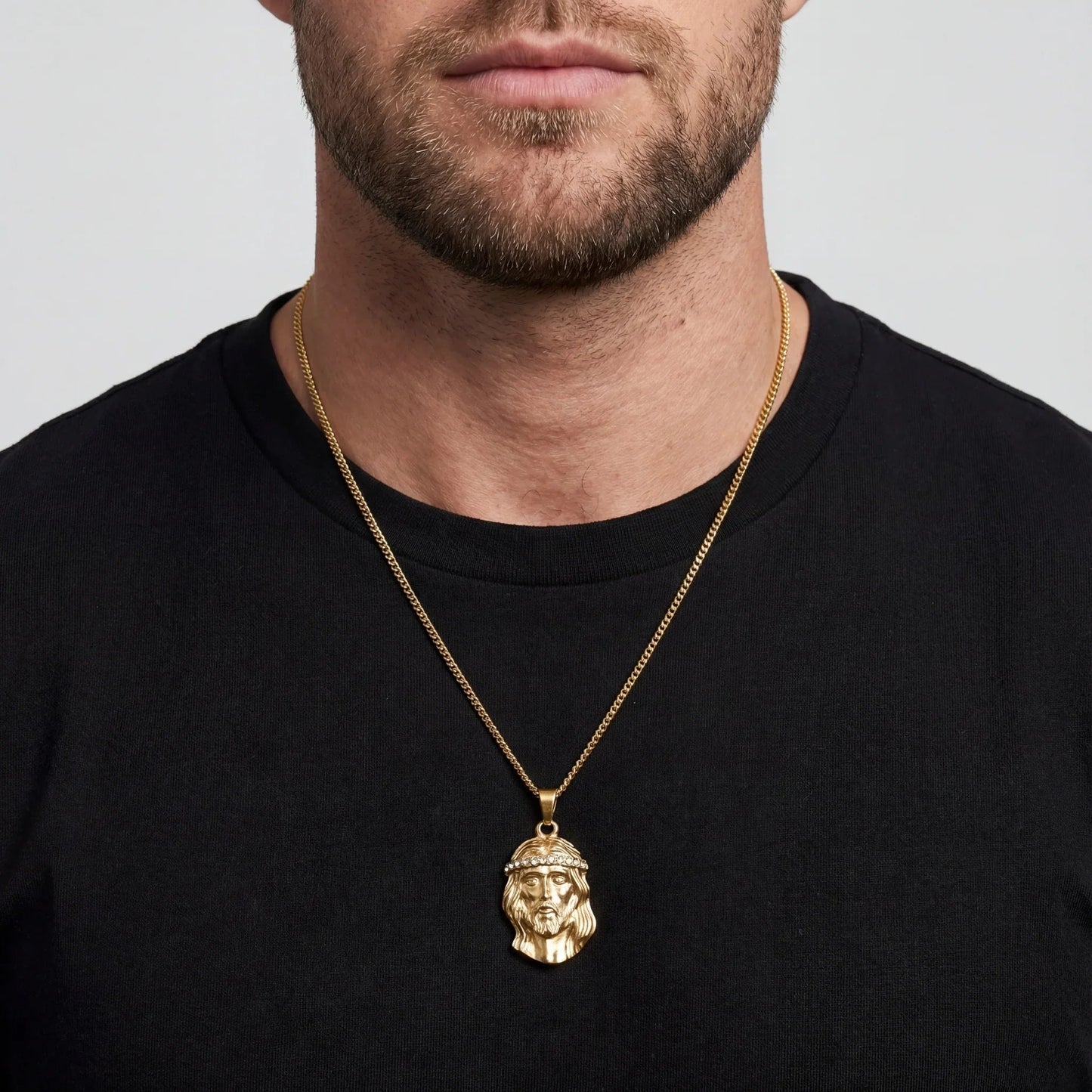 Jesus Piece Iced Men's Pendant — 18K Gold