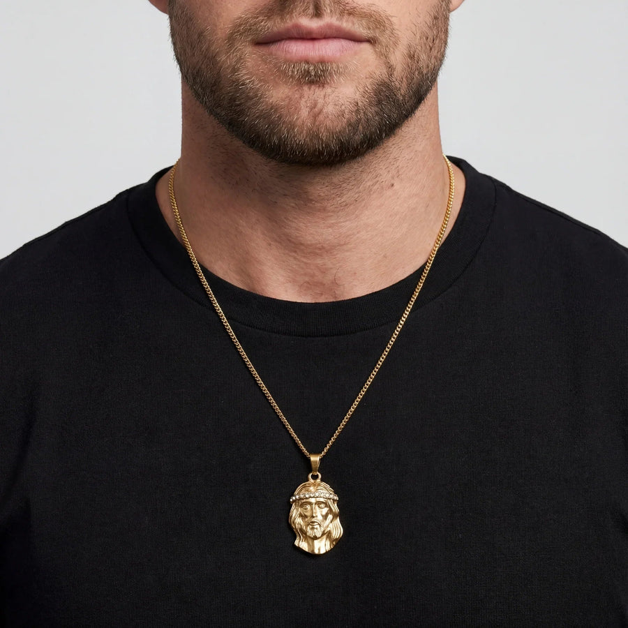 Jesus Piece Iced Men's Pendant — 18K Gold