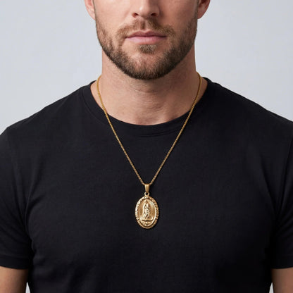 Virgin Mary Men's Pendant — 18K Gold