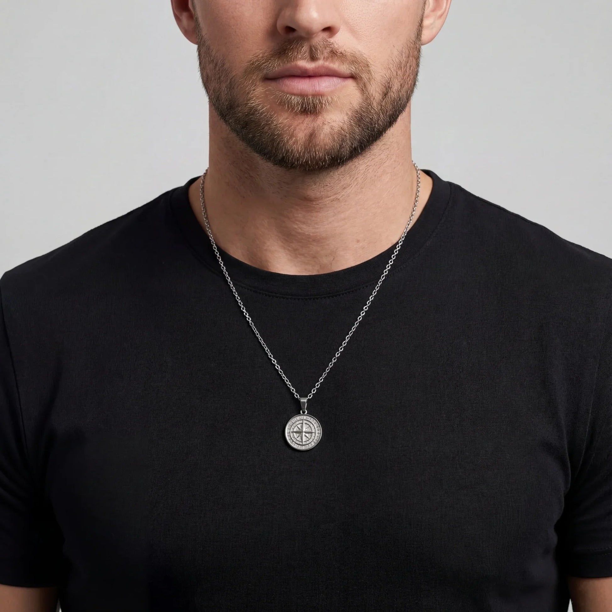 Compass Mini Men's Pendant — Silver