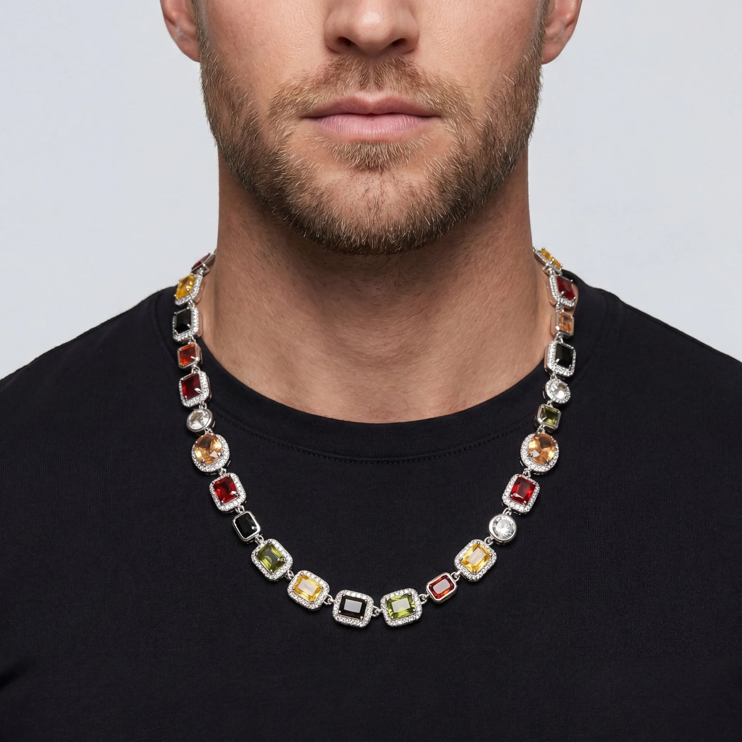 Gemstone Men's Necklace — Silver