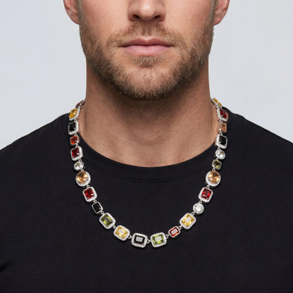 Gemstone Men's Necklace — Silver