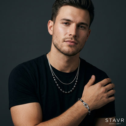 STAVR Onmodel — Wire × Rome Black Men's Set — Silver