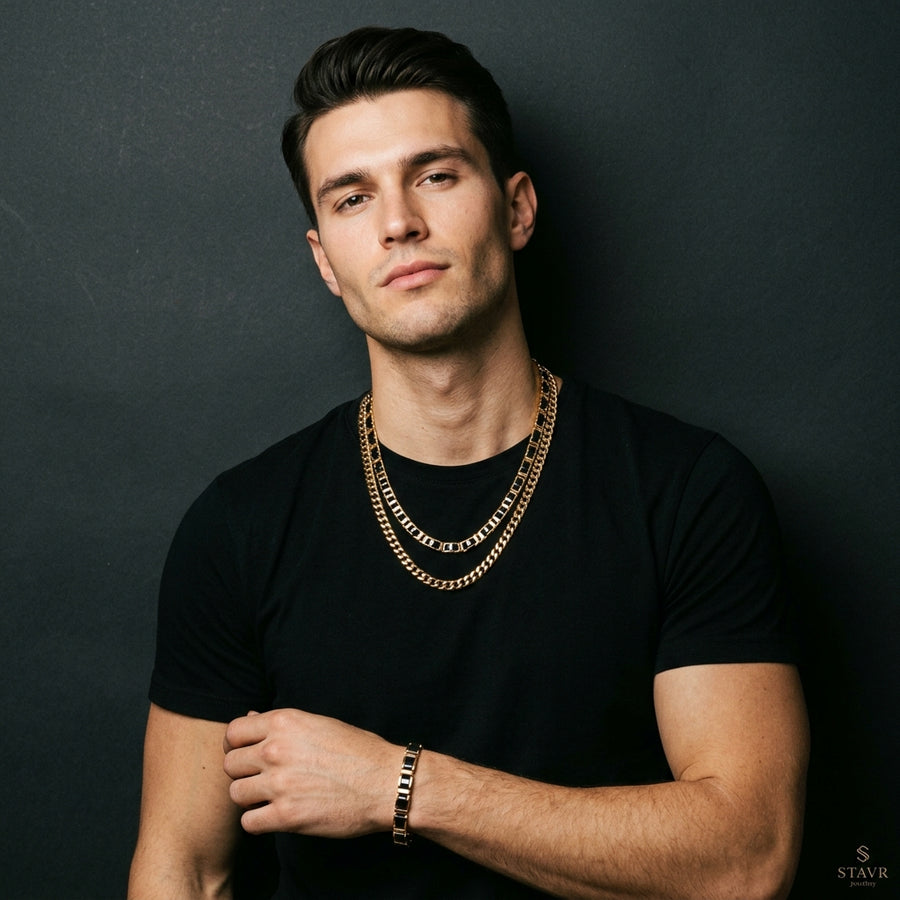 STAVR Onmodel — Presidential Black Men's Set — 18K Gold