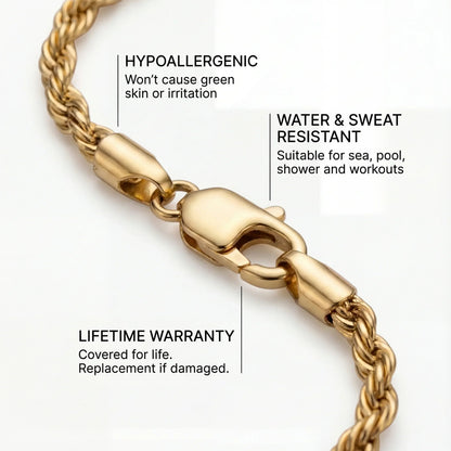 Rope 3MM Men's Chain — 18K Gold