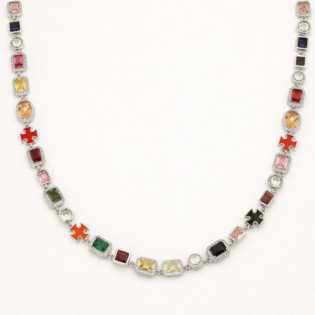 Royal Gemstone Men's Necklace — Silver