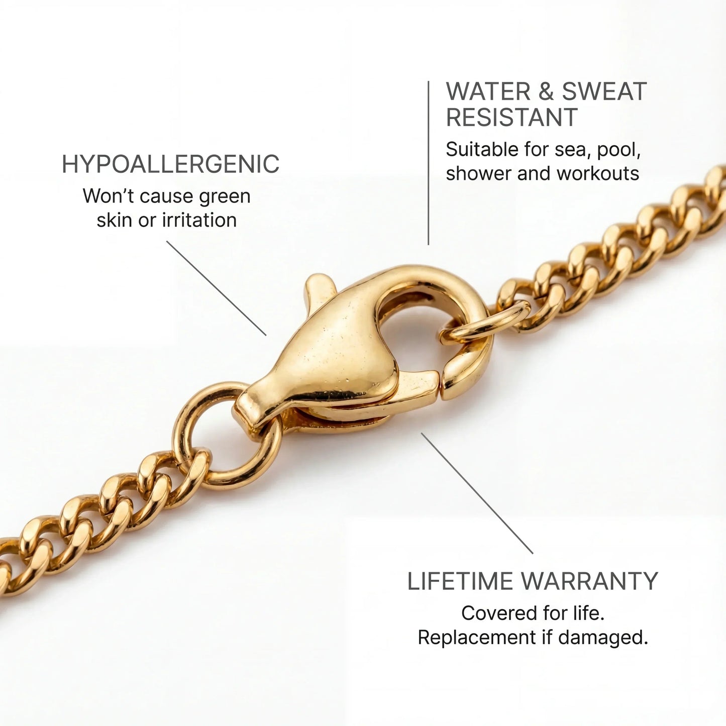 Chain 2MM Men's Bracelet — 18K Gold