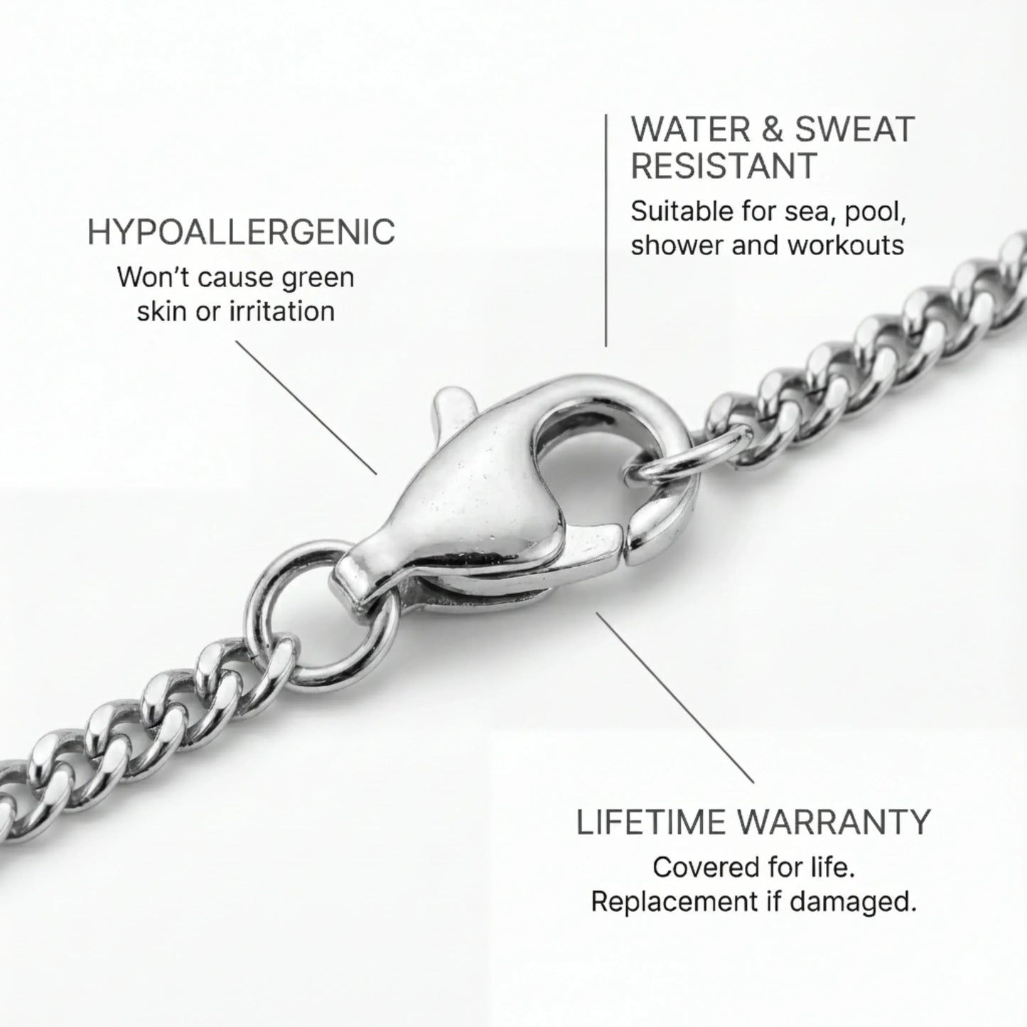 Chain 2MM Men's Bracelet — Silver