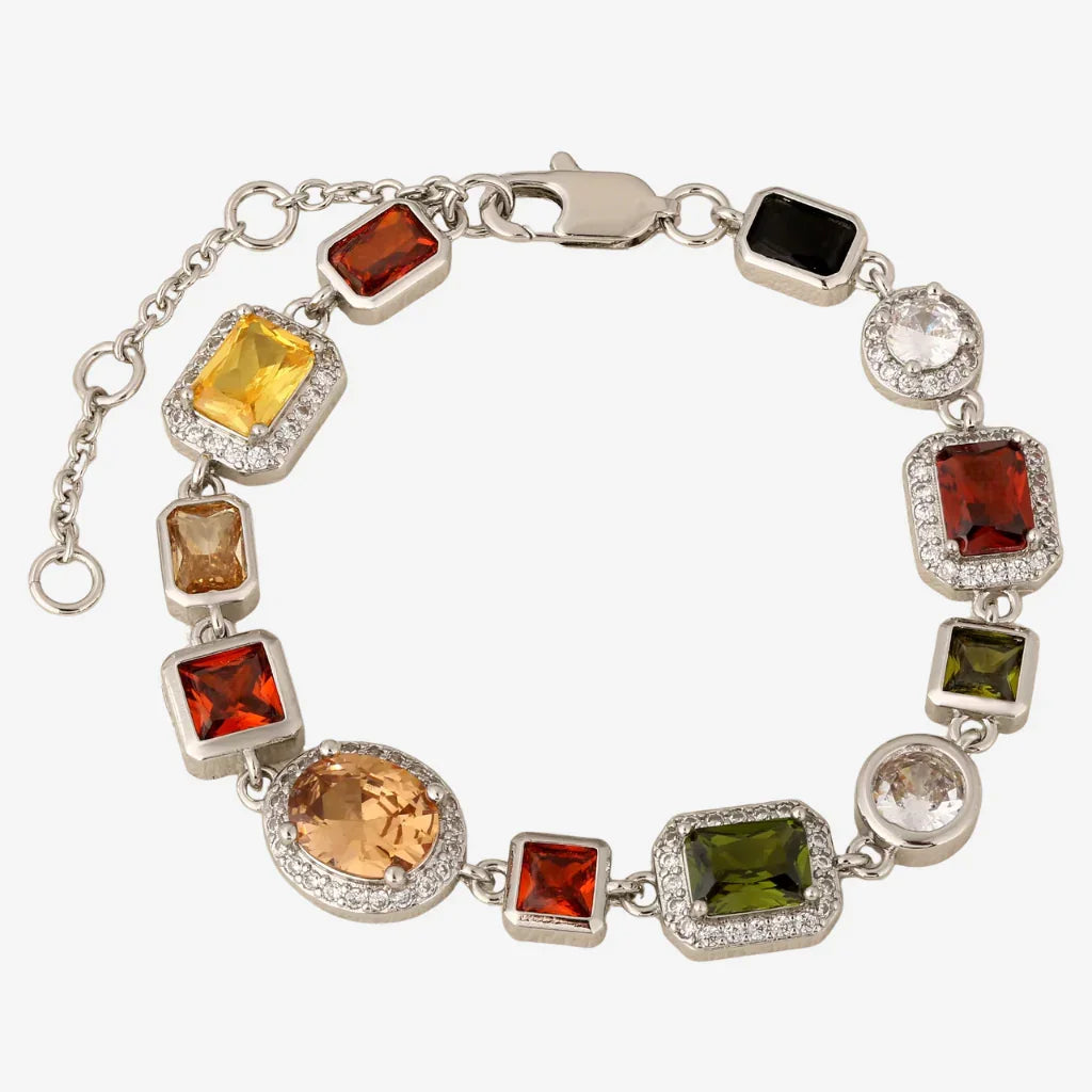Gemstone Chain Men's Bracelet — Silver