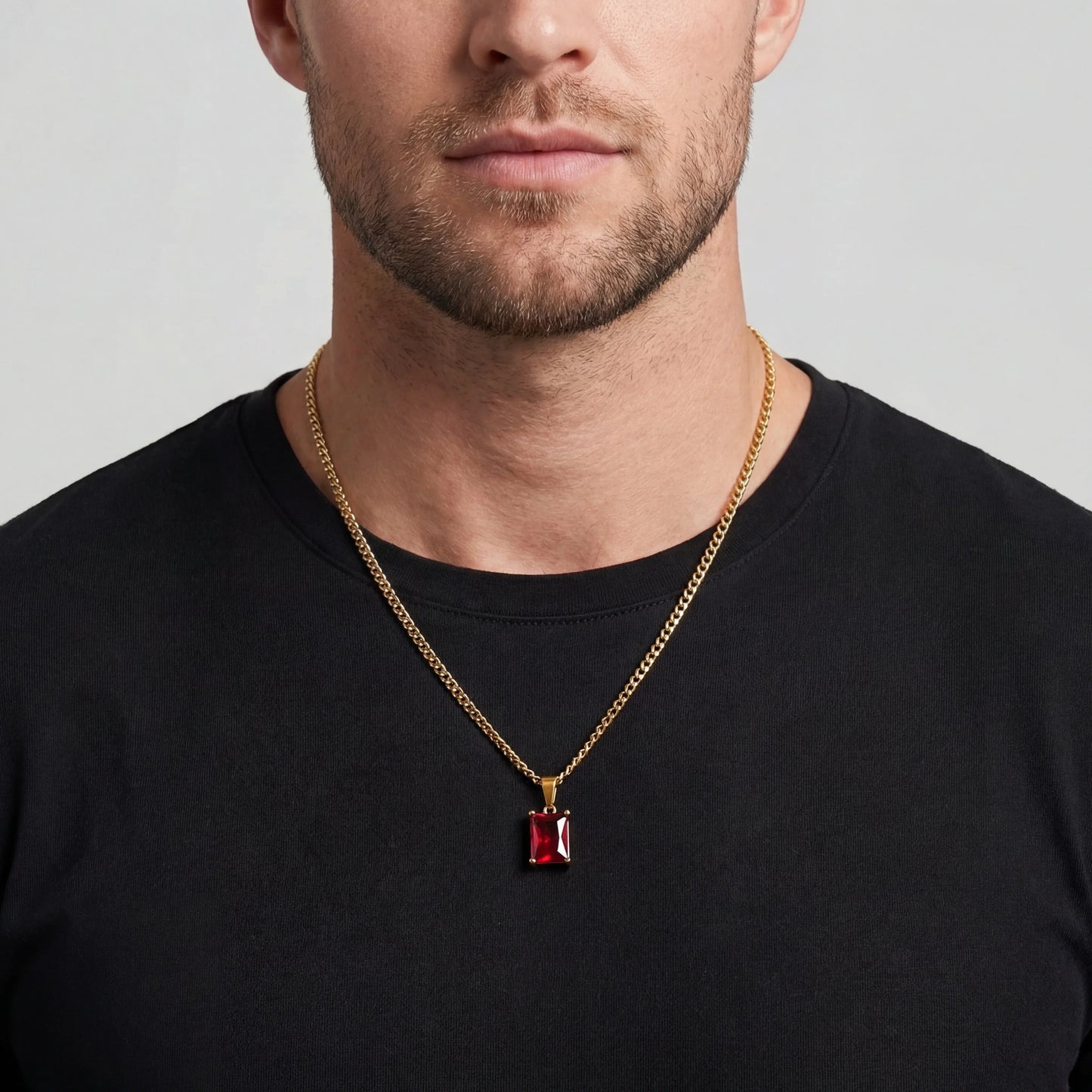 Red Onyx Men's Necklace — 18K Gold