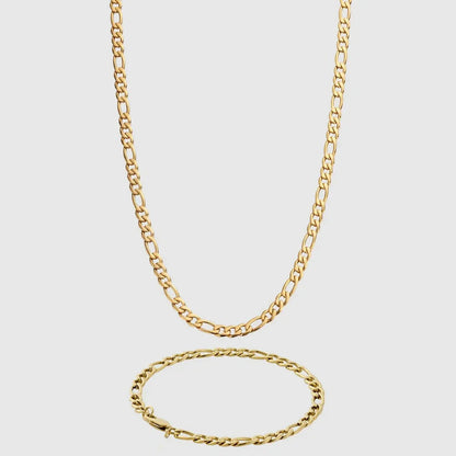 Figaro 5MM Men's Set — 18K Gold