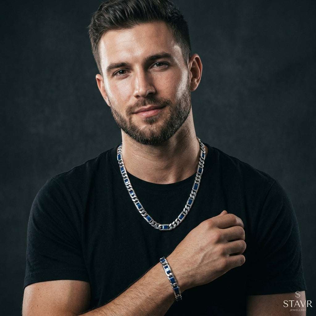 STAVR Onmodel — Presidential Blue Men's Set — Silver
