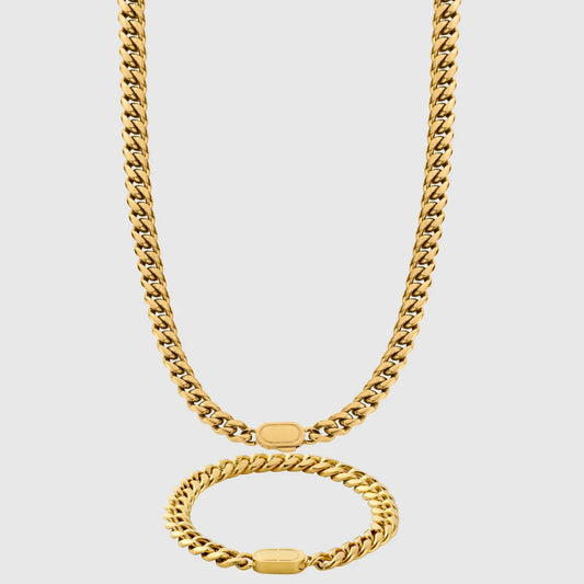Cuban Link 8MM Men's Set — 18K Gold