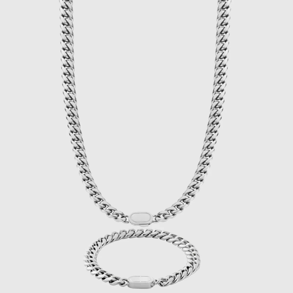 Cuban Link 8MM Men's Set — Silver