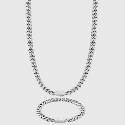 Cuban Link 8MM Men's Set — Silver
