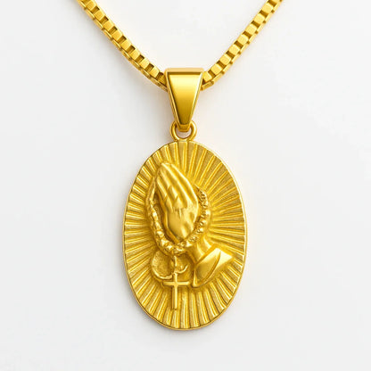 Praying Hands Men's Pendant — 18K Gold