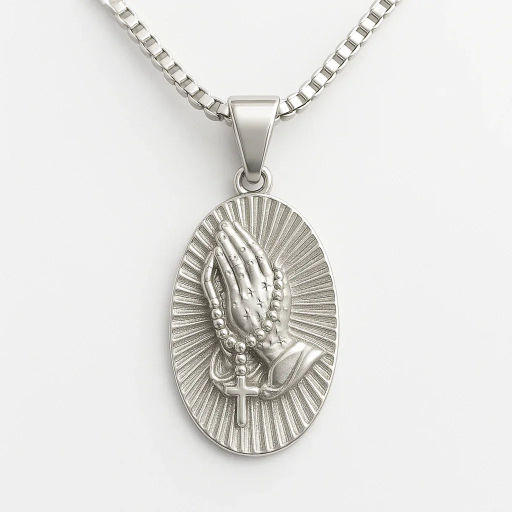 Praying Hands Men's Pendant — Silver