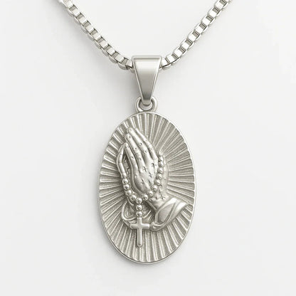 Praying Hands Men's Pendant — Silver
