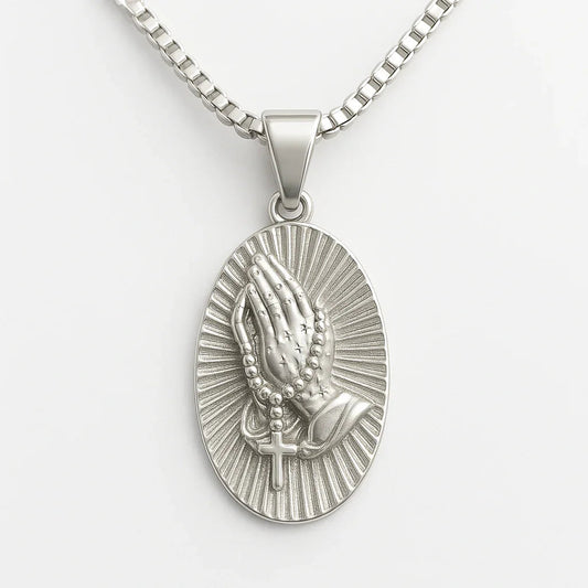 Praying Hands Men's Pendant — Silver