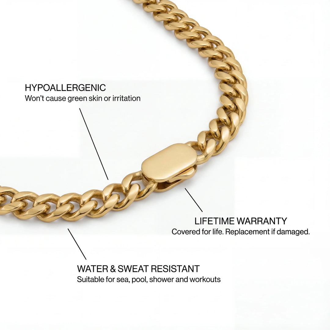 Cuban Link 8MM Men's Chain — 18K Gold