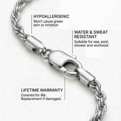 Rope 3MM Men's Bracelet — Silver