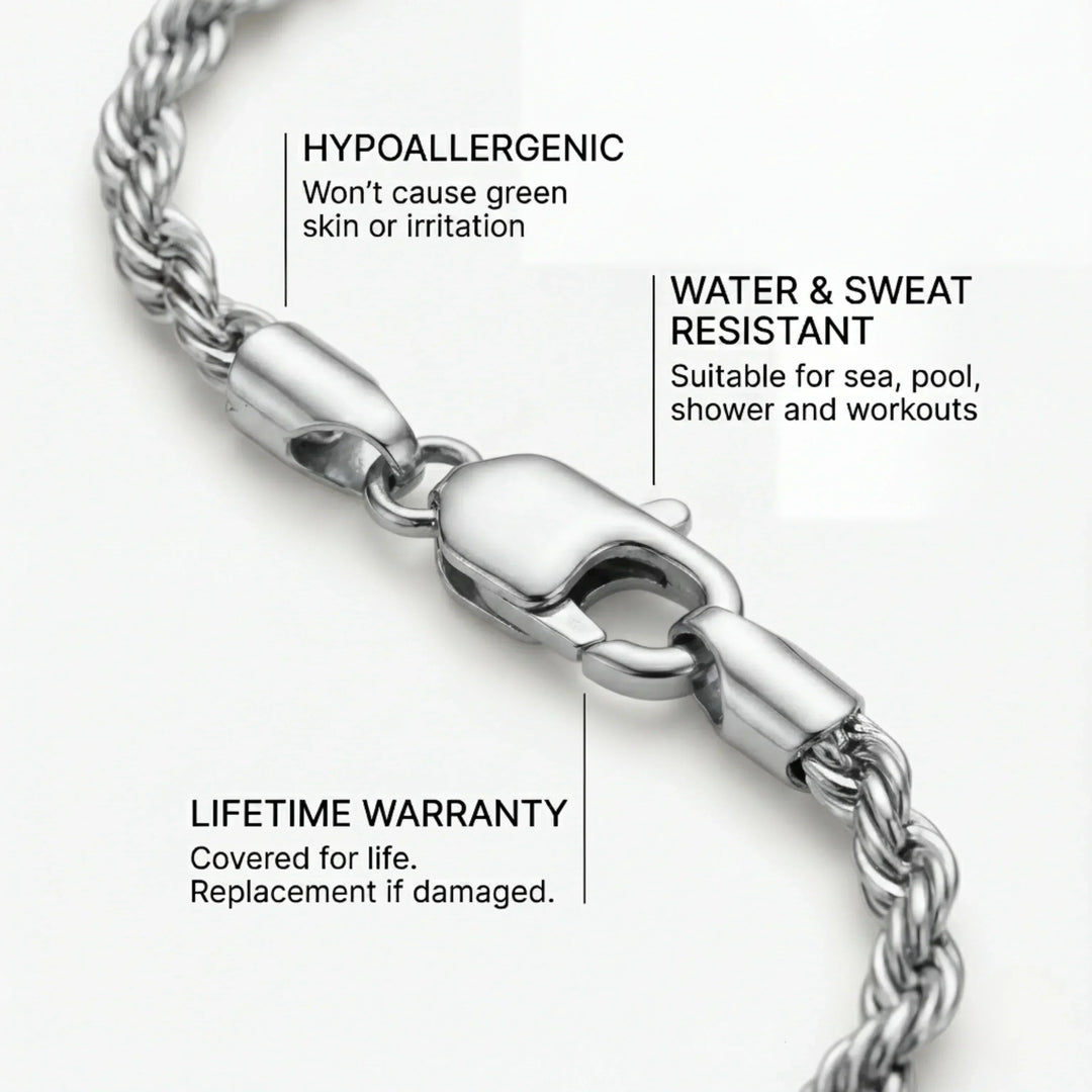 Rope 5MM Men's Chain — Silver