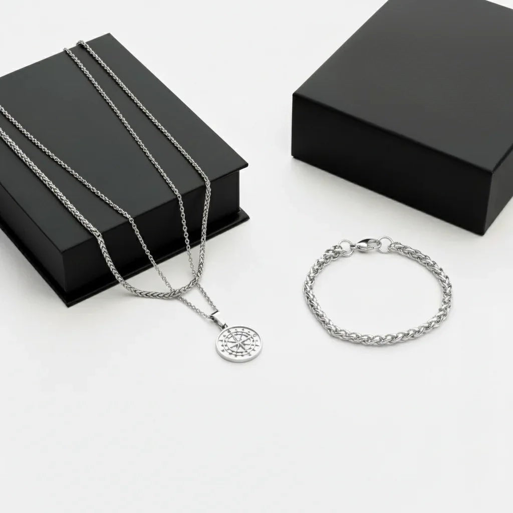Compass Men's Gift Set — Silver