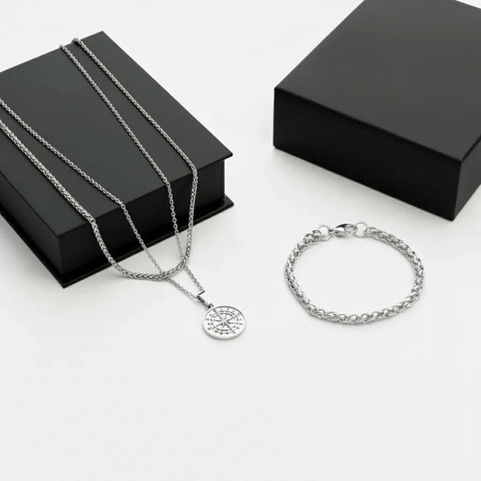 Compass Men's Gift Set — Silver