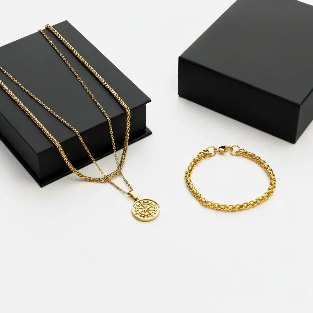 Compass Men's Gift Set — 18K Gold