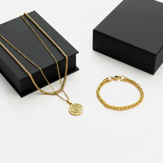 Compass Men's Gift Set — 18K Gold