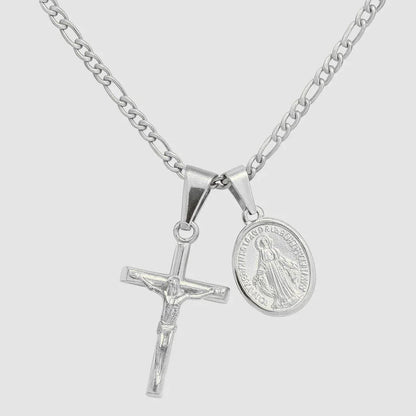 Cross & Mary Men's Set — Silver