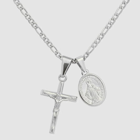 Cross & Mary Men's Set — Silver