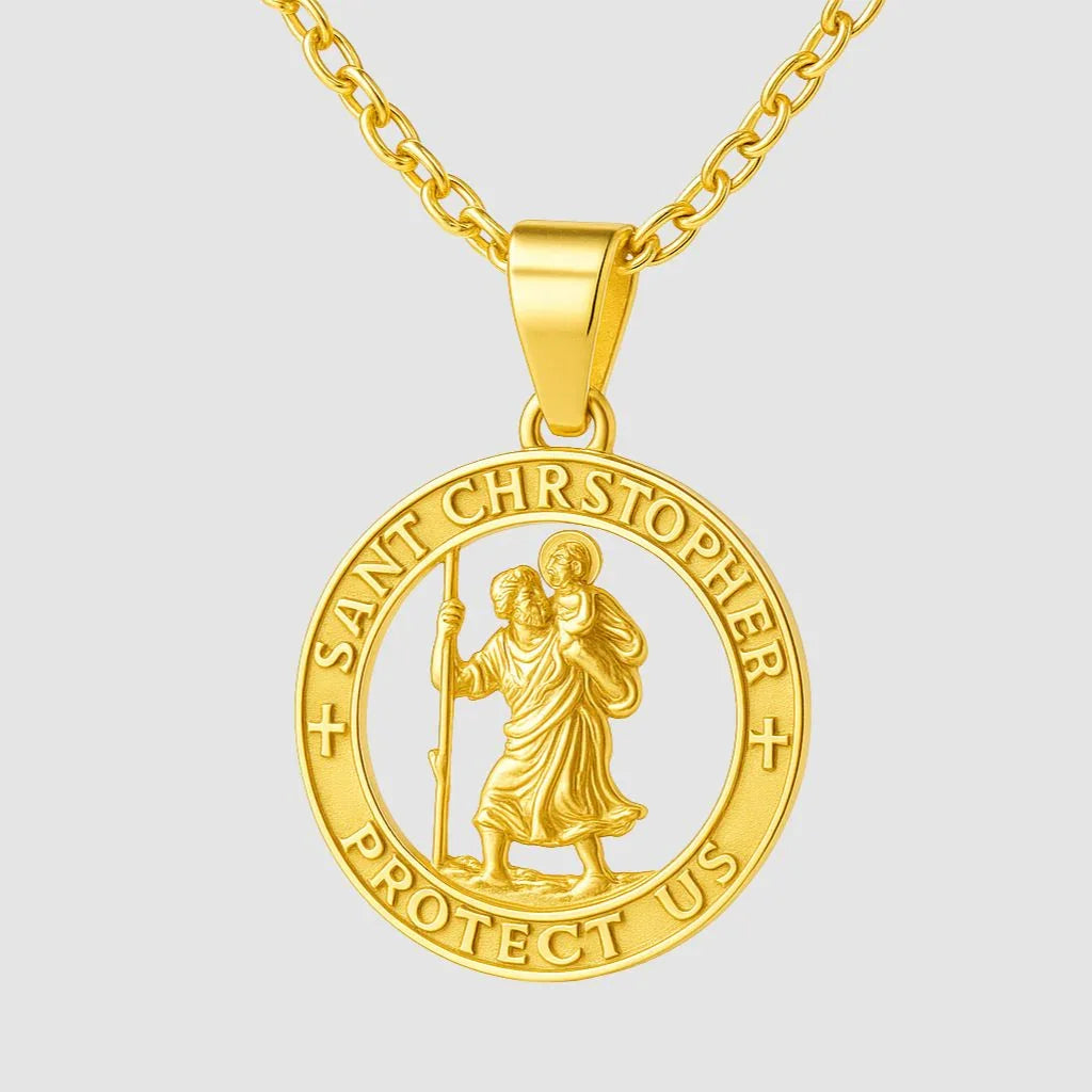 Saint Christopher Men's Pendant — 18K Gold