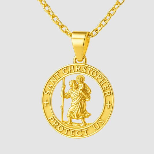 Saint Christopher Men's Pendant — 18K Gold
