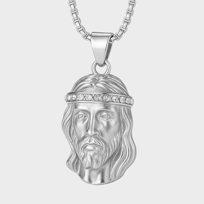 Jesus Piece Iced Men's Pendant — Silver
