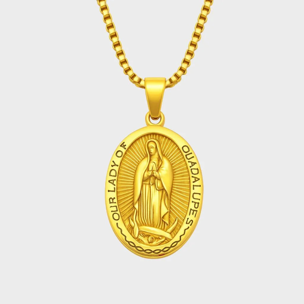 Virgin Mary Men's Pendant — 18K Gold