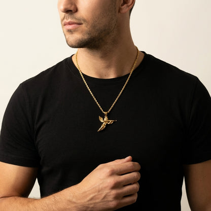 STAVR Onmodel — Angel Pendant — 18K Gold
