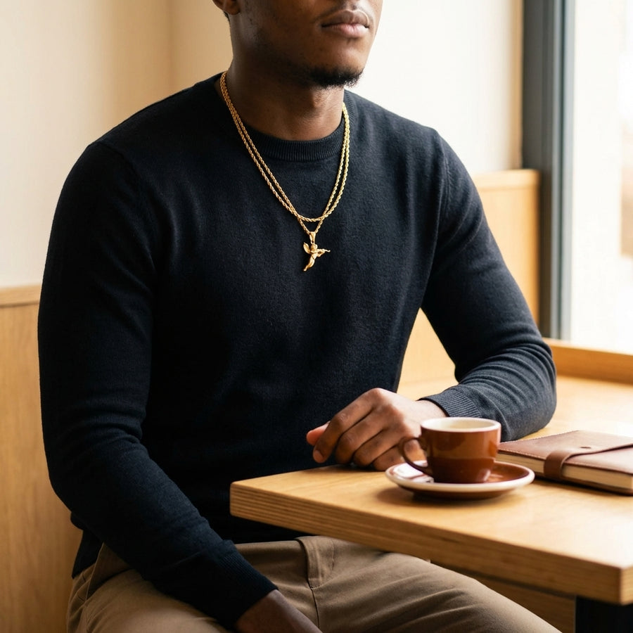 STAVR Cafe — Angel × Rope Set — 18K Gold