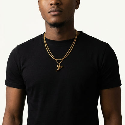 STAVR Onmodel — Angel × Rope Set — 18K Gold
